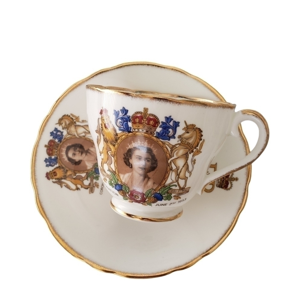 Adderley 1953 Queen Elizabeth II Coronation Bone China Tea Cup & Saucer Set